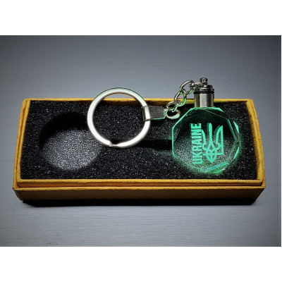 Брелок кристал діодний на батарейках, Тризуб Ukraine (7 кольорів)