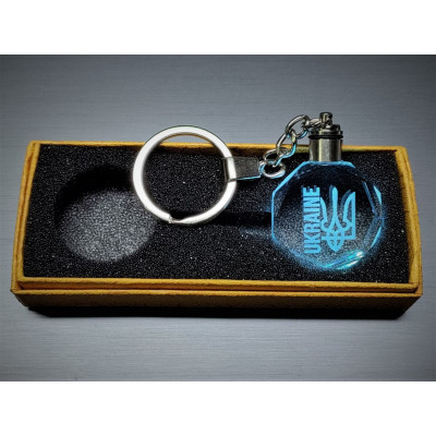Брелок кристал діодний на батарейках, Тризуб Ukraine (7 кольорів)
