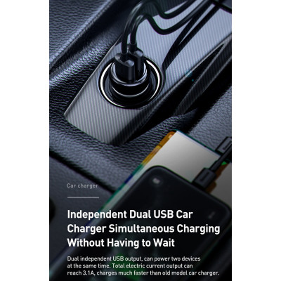 FM Трансмітер + зарядка Baseus quick charger 2 usb, aux, bluetooth 5.0