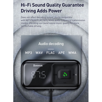 FM Трансмітер + зарядка Baseus quick charger 2 usb, aux, bluetooth 5.0