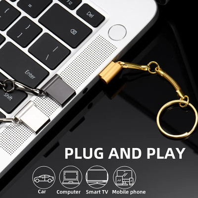 Флешка mini 64 ГБ, USB 2.0, срібна
