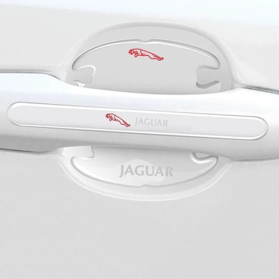 Наклейки захисні прозорі на дверні ручки + під дверні ручки з маркою авто Jaguar, захист від подряпин