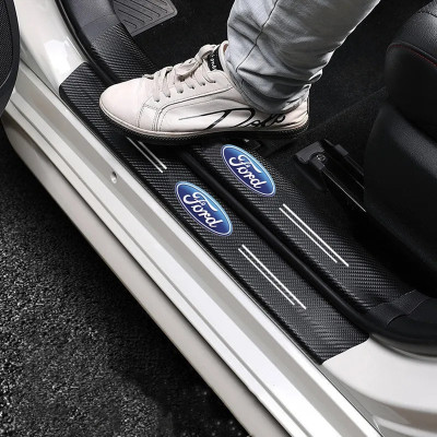 Захисна плівка накладка на пороги та бампер для Ford- Чорний Карбон 5 шт