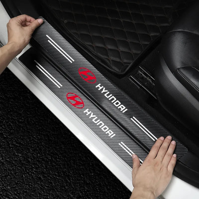 Захисна плівка накладка на пороги та бампер для Hyundai- Чорний Карбон 4 шт