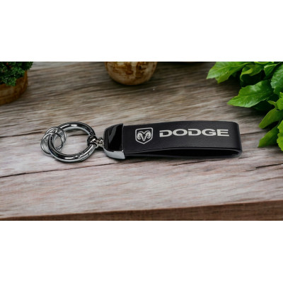 Брелок автомобільний з карабіном Dodge, екошкіра та метал