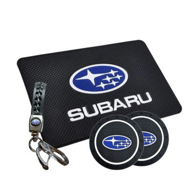 Комплект Subaru (Субару) Брелок та антиковзкі килимки в авто.