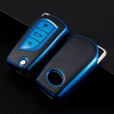 Чехол ТПУ синий для ключа Toyota Corolla, Camry, RAV4, Auris, Altis, Aygo, Yaris, Verso синій