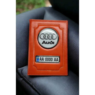 Обкладинка для автодокументів AUDI, помаранчева
