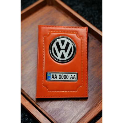 Обкладинка для автодокументів VOLKSWAGEN, помаранчева