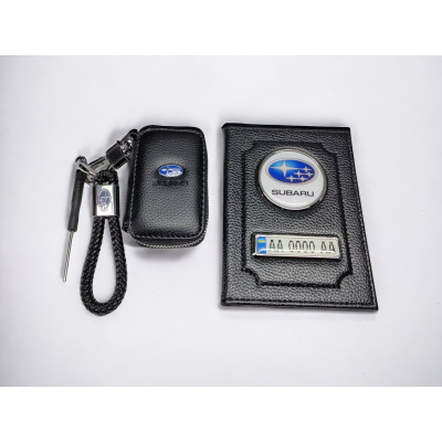 Комплект з логотипом Subaru, обкладинка, брелок, ключниця