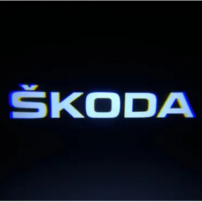 Світлодіодне штатне VIP підсвічування на дверях автомобіля з логотипом  Skoda Fabia, Octavia, Roomster, Superb