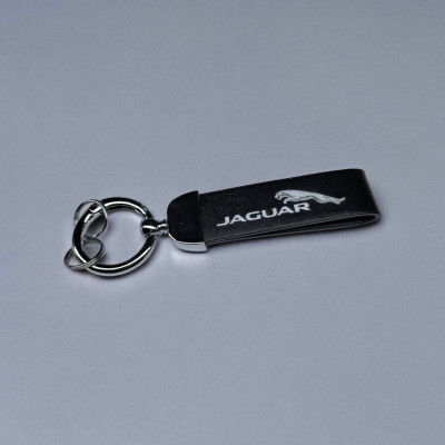 Брелок автомобільний з карабіном Jaguar, екошкіра та метал