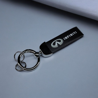 Брелок автомобільний з карабіном Infiniti, екошкіра та метал