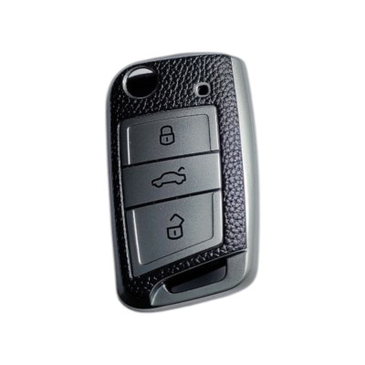 Чохол для ключа Skoda, шкіра сірий