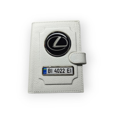 Портмоне для автодокументів Lexus, натуральна шкіра біла