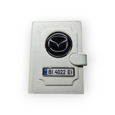 Портмоне для автодокументів Mazda, натуральна шкіра біла