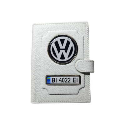 Портмоне для автодокументів Volkswagen, натуральна шкіра біла