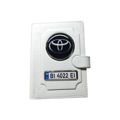 Портмоне для автодокументів Toyota, натуральна шкіра біла