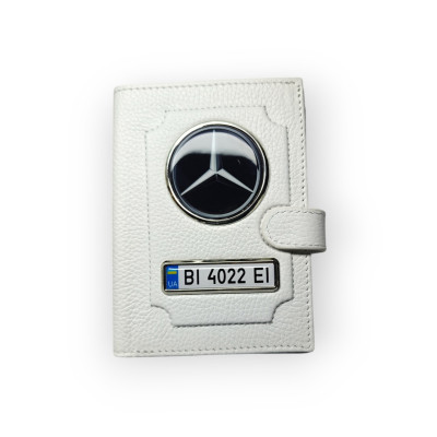 Портмоне для автодокументів Mercedes, натуральна шкіра біла