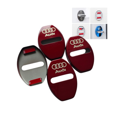 Накладки на дверной замок красные с логотипом Audi 01