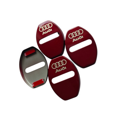 Накладки на дверной замок красные с логотипом Audi 01