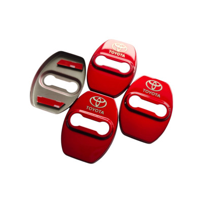 Накладки на дверний замок червоні із логотипом Toyota 02