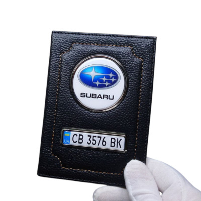 Обкладинка для автодокументів SUBARU, обкладинка на права з номером авто