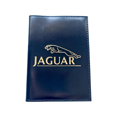 Шкіряна обкладинка для автодокументів з логотипом Jaguar, для прав старого і нового зразка