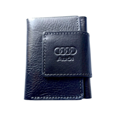 Портмоне, 100х75х15 мм глянцева шкіра чорна AUDI