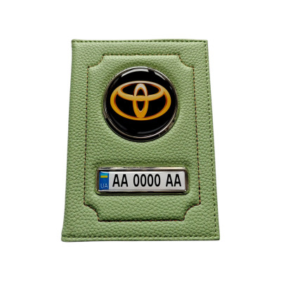 Обкладинка для автодокументів Toyota, салатова