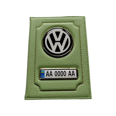 Обкладинка для автодокументів Volkswagen, салатова
