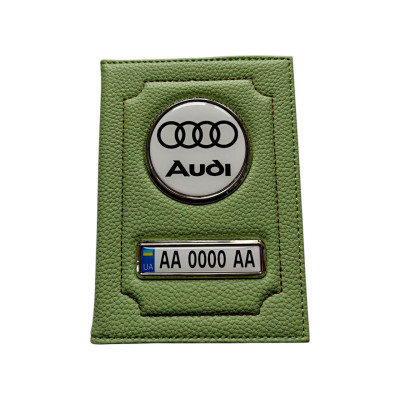Обкладинка для автодокументів Audi, салатова