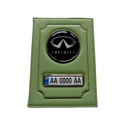 Обкладинка для автодокументів Infiniti, салатова