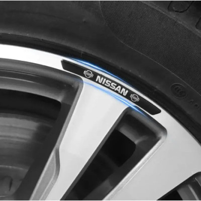 Металеві наклейки на диск авто з логотипом Nissan, чорні