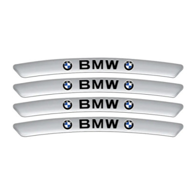 Металеві наклейки на диск авто з логотипом BMW, сірі