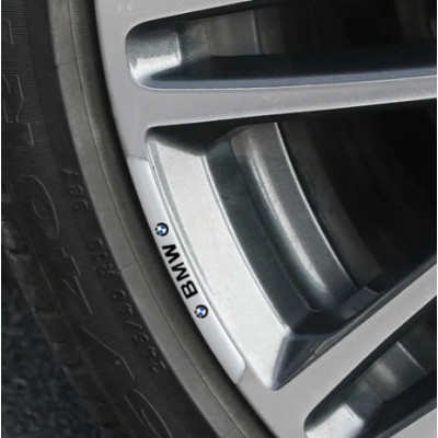Металлические наклейки на авто диск с логотипом BMW, серые