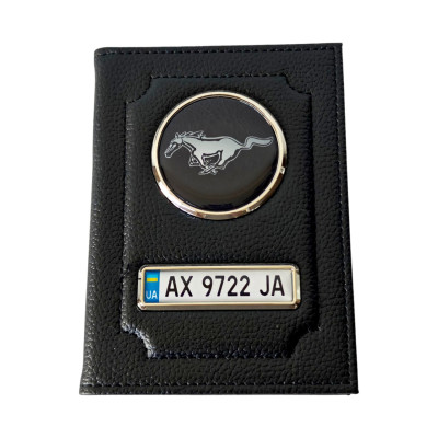 Обкладинка для автодокументів з чорною ниткою FORD mustang
