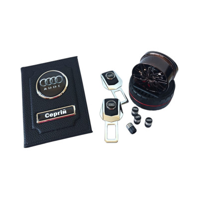 Комплект Audi, обкладинка, заглушки, ковпачки, ароматизатор