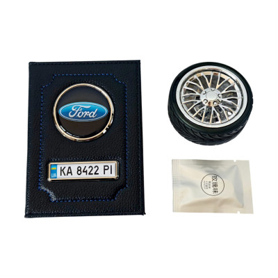 Комплект Ford, обкладинка для автодокументів та ароматизатор диск в дефлектор