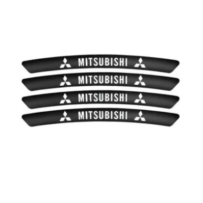 Металеві наклейки на диск авто з логотипом Mitsubishi, чорні