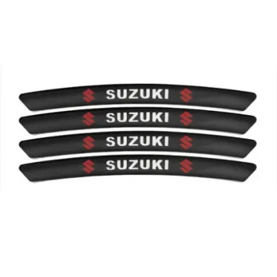 Металеві наклейки на диск авто з логотипом Suzuki, чорні