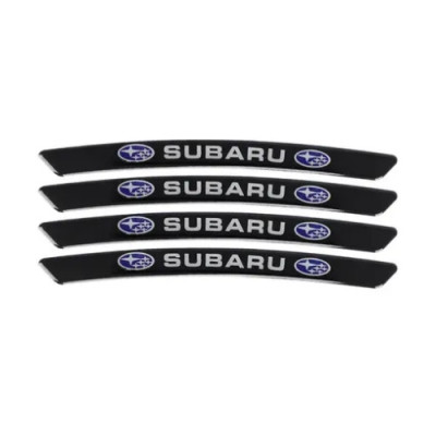 Металеві наклейки на диск авто з логотипом Subaru, чорні
