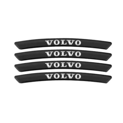 Металеві наклейки на диск авто з логотипом Volvo, чорні