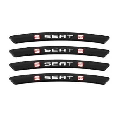 Металеві наклейки на диск авто з логотипом Seat, чорні