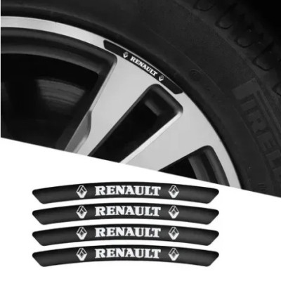 Металеві наклейки на диск авто з логотипом Renault, чорні