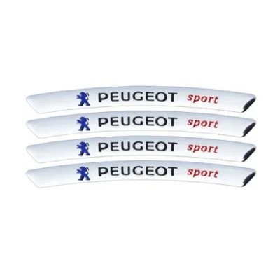 Металеві наклейки на диск авто з логотипом Peugeot, сірі