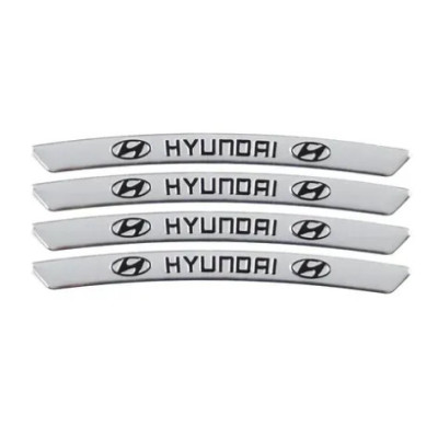 Металеві наклейки на диск авто з логотипом Hyundai, сірі