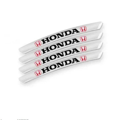 Металеві наклейки на диск авто з логотипом Honda, сірі