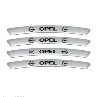 Металеві наклейки на диск авто з логотипом Opel, сірі