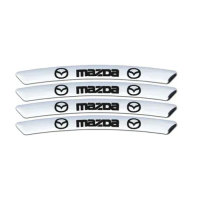 Металеві наклейки на диск авто з логотипом Mazda, сірі